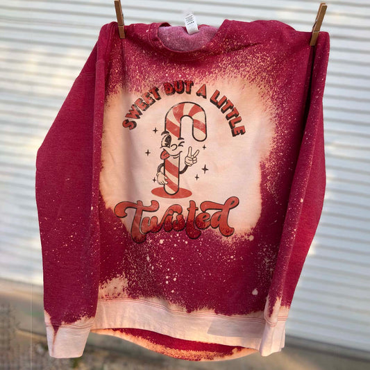 Sweet But a little Twisted - Red Bleached Sweatshirt