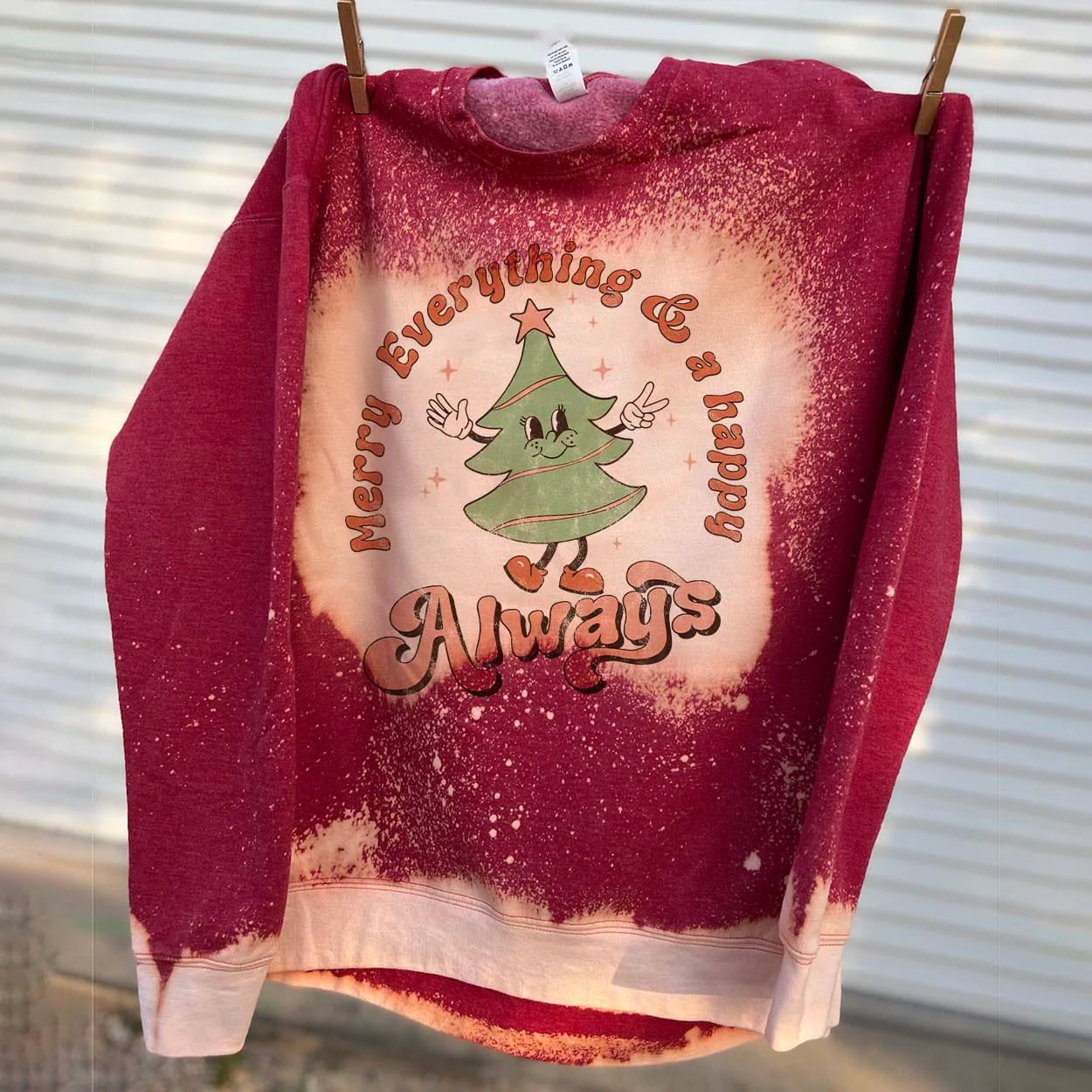 Happy Merry Everything - Red Bleached Sweatshirt