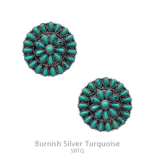 Color Stone Concho Post Earring Turquoise